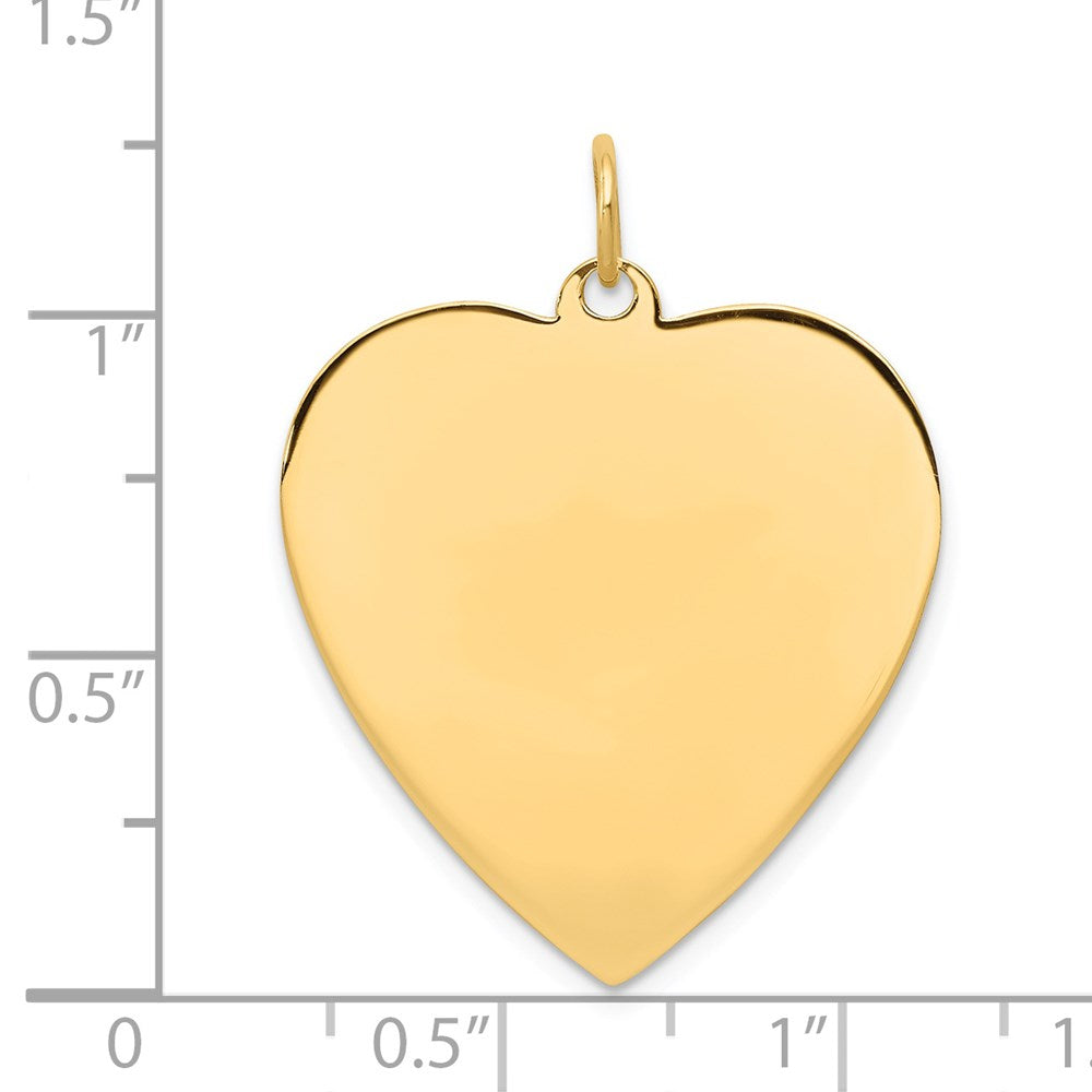 14K Gelbgold Schlicht Gravierbar Herz Plättchen Charm