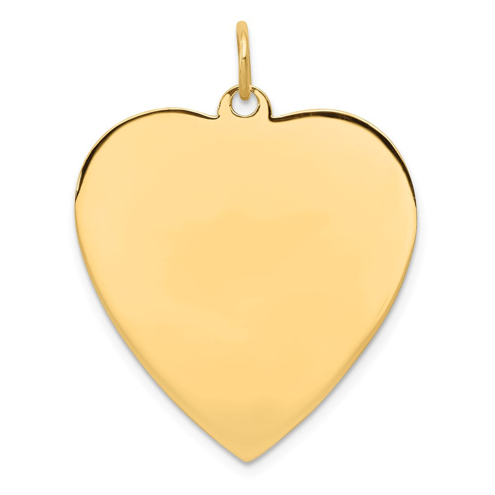 14K Gelbgold Schlicht Gravierbar Herz Plättchen Charm