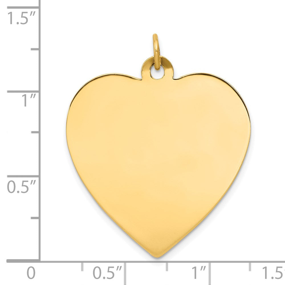 14K Gelbgold Schlicht Gravierbar Herz Plättchen Charm