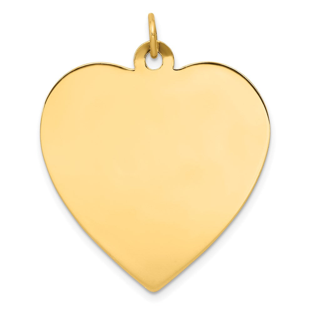 14K Gelbgold Schlicht Gravierbar Herz Plättchen Charm