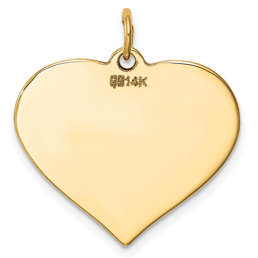 14K Gelbgold Schlicht Gravierbar Herz Plättchen Charm