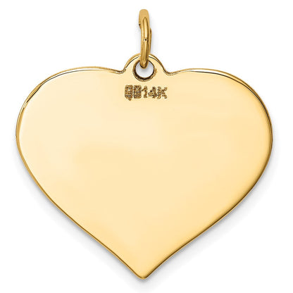14K Gelbgold Schlicht Gravierbar Herz Plättchen Charm