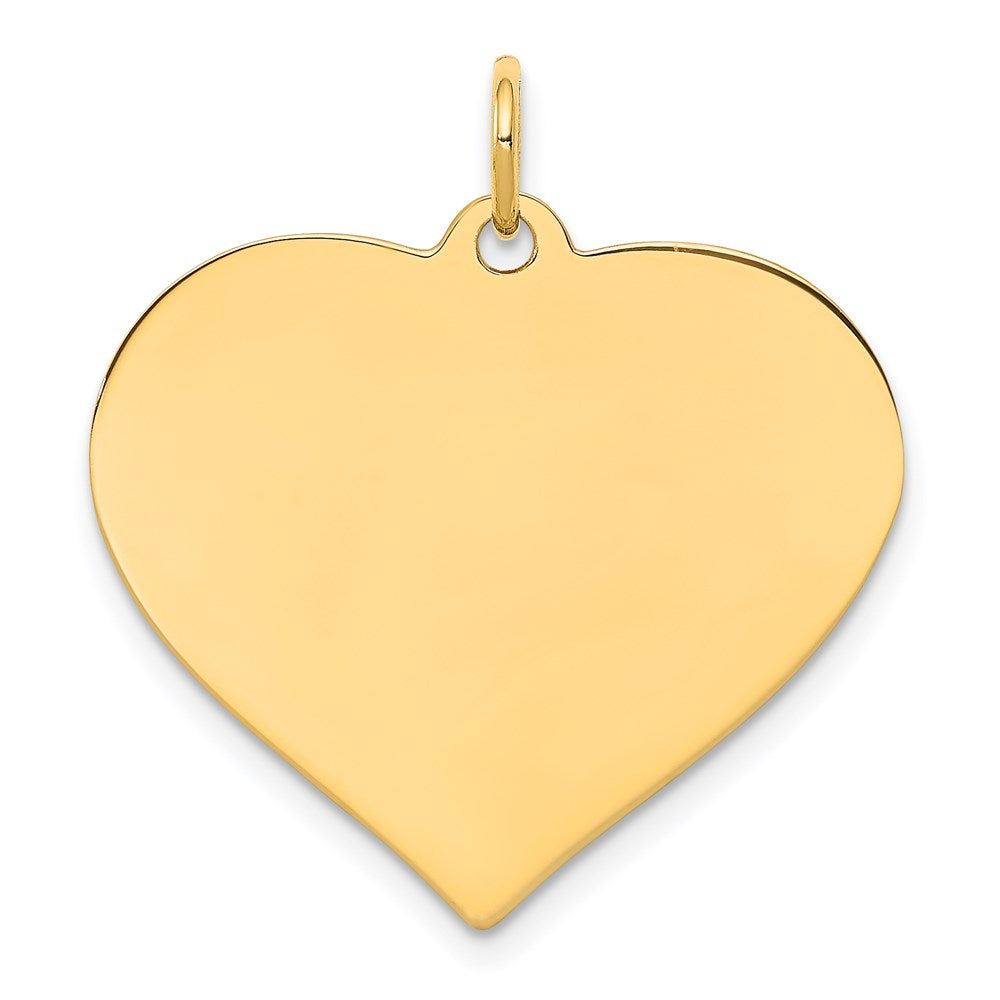 14K Gelbgold Schlicht Gravierbar Herz Plättchen Charm