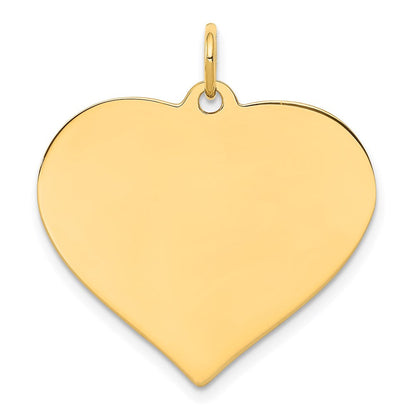 14K Gelbgold Schlicht Gravierbar Herz Plättchen Charm