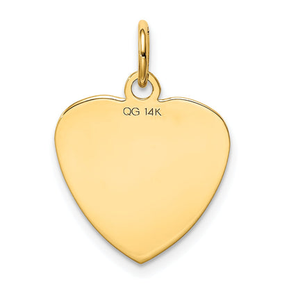 14K Gelbgold Geätzt Gravierbar Herz Plättchen Charm