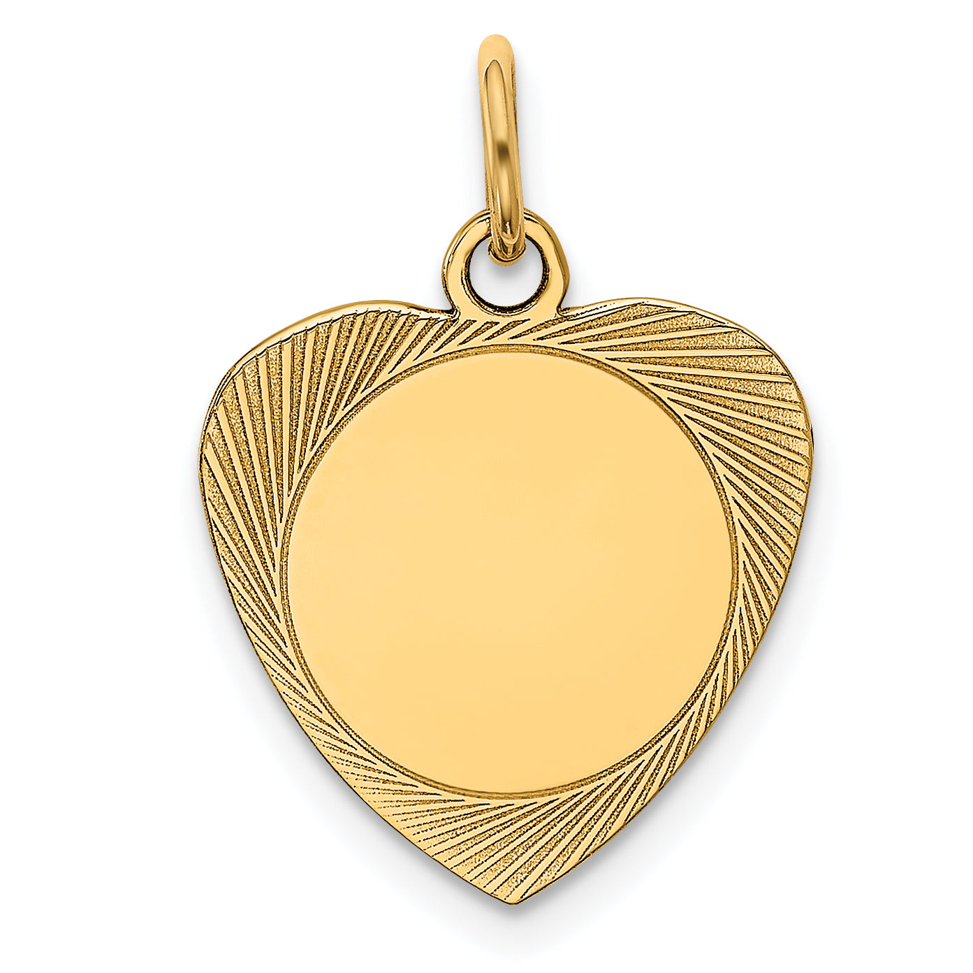 14K Gelbgold Geätzt Gravierbar Herz Plättchen Charm