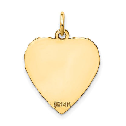 14K Gelbgold Geätzt Gravierbar Herz Plättchen Charm
