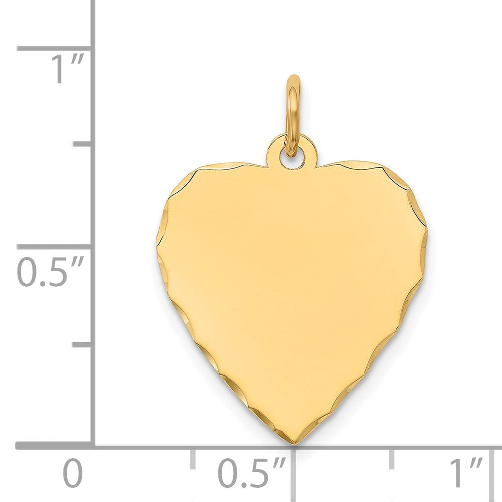 14K Gelbgold Geätzt Gravierbar Herz Plättchen Charm
