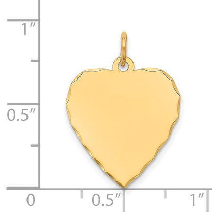 14K Gelbgold Geätzt Gravierbar Herz Plättchen Charm