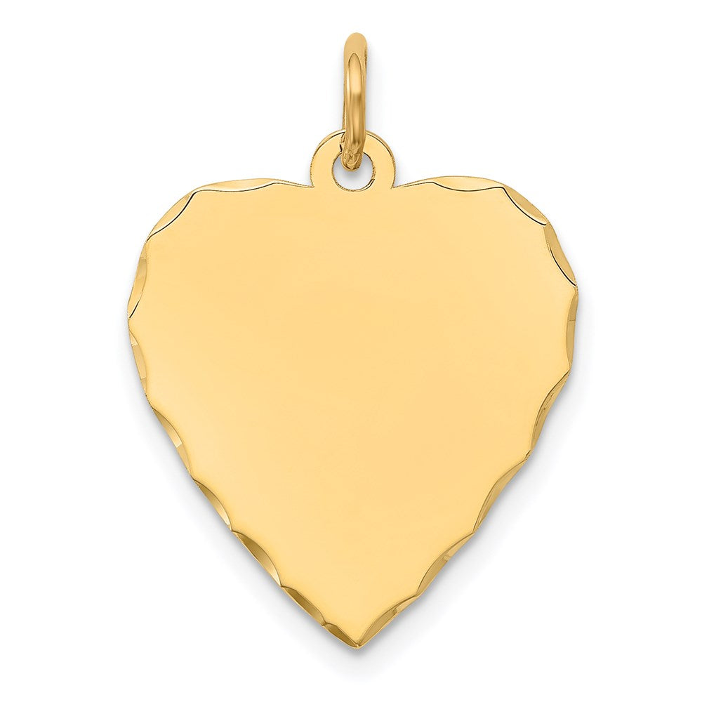 14K Gelbgold Geätzt Gravierbar Herz Plättchen Charm