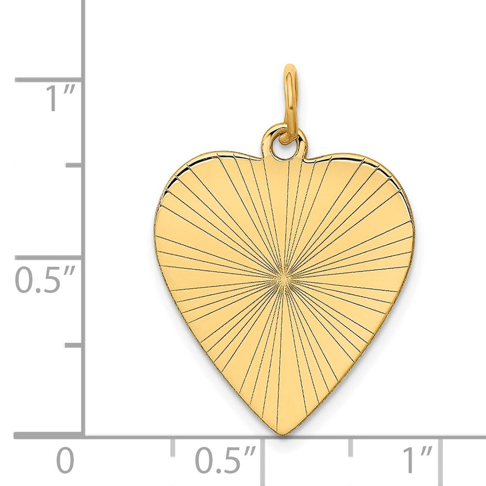 14K Gelbgold 14K Geätzt.018 Stärke Gravierbar Herz Plättchen Charm