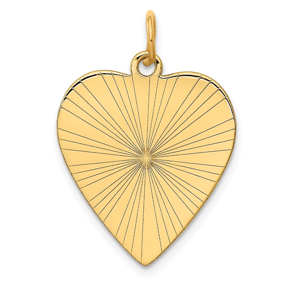 14K Gelbgold 14K Geätzt.018 Stärke Gravierbar Herz Plättchen Charm