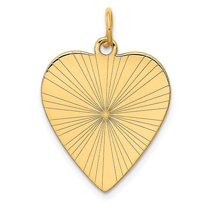 14K Gelbgold 14K Geätzt.018 Stärke Gravierbar Herz Plättchen Charm
