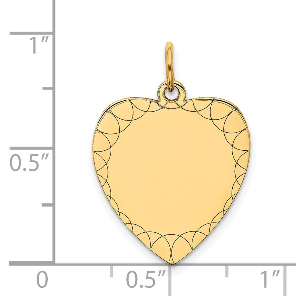 14K Gelbgold 14K Geätzt.018 Stärke Gravierbar Herz Plättchen Charm