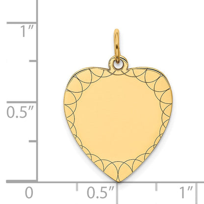 14K Gelbgold 14K Geätzt.018 Stärke Gravierbar Herz Plättchen Charm