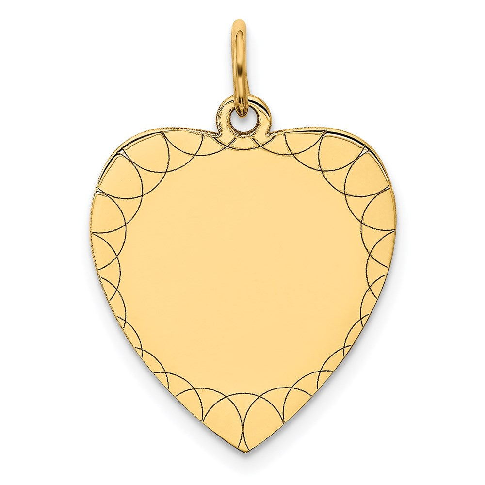 14K Gelbgold 14K Geätzt.018 Stärke Gravierbar Herz Plättchen Charm
