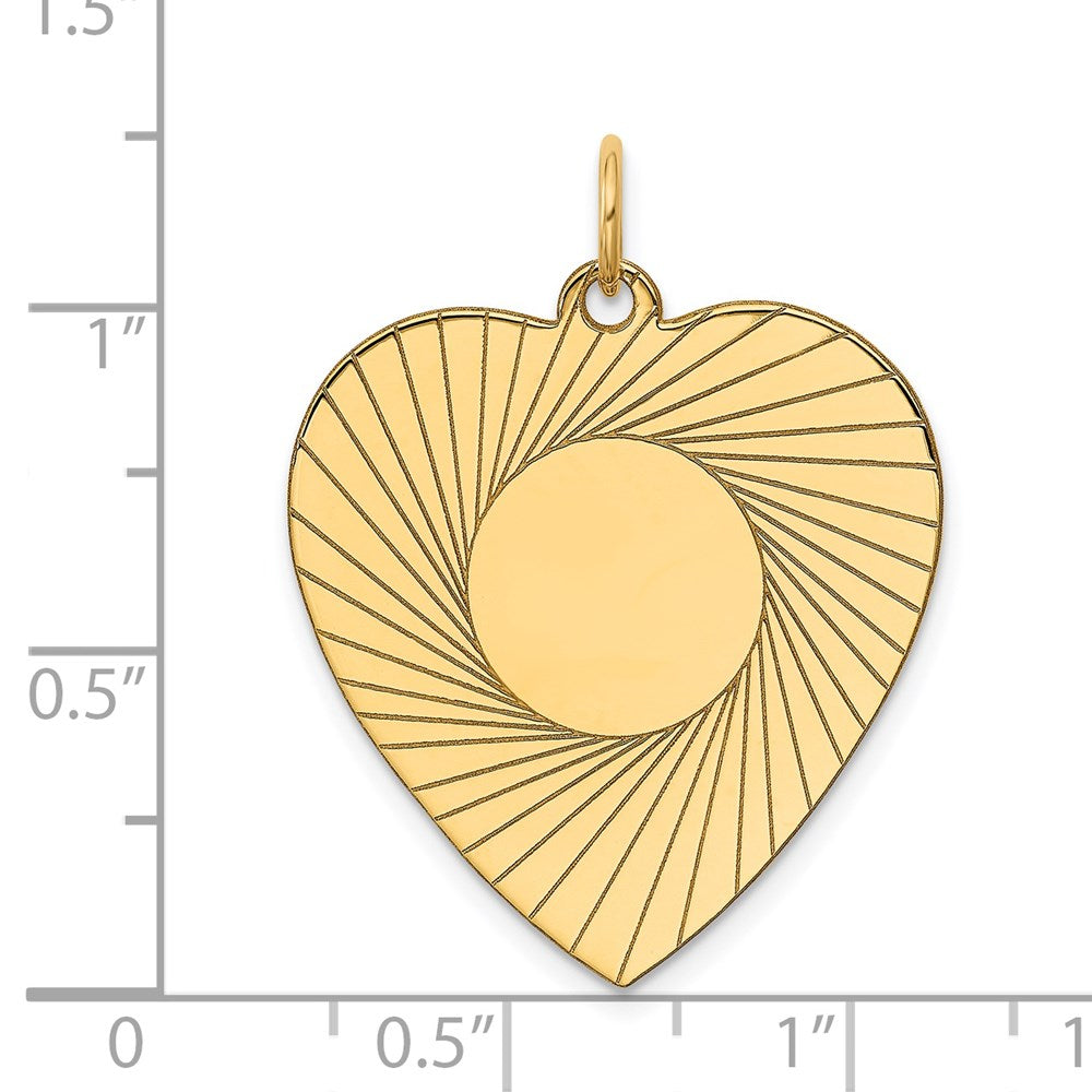 14K Gelbgold 14K Geätzt.018 Stärke Gravierbar Herz Plättchen Charm