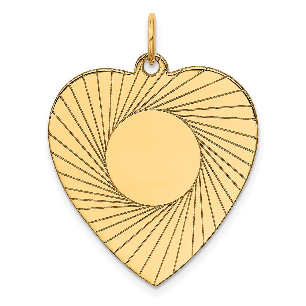 14K Gelbgold 14K Geätzt.018 Stärke Gravierbar Herz Plättchen Charm