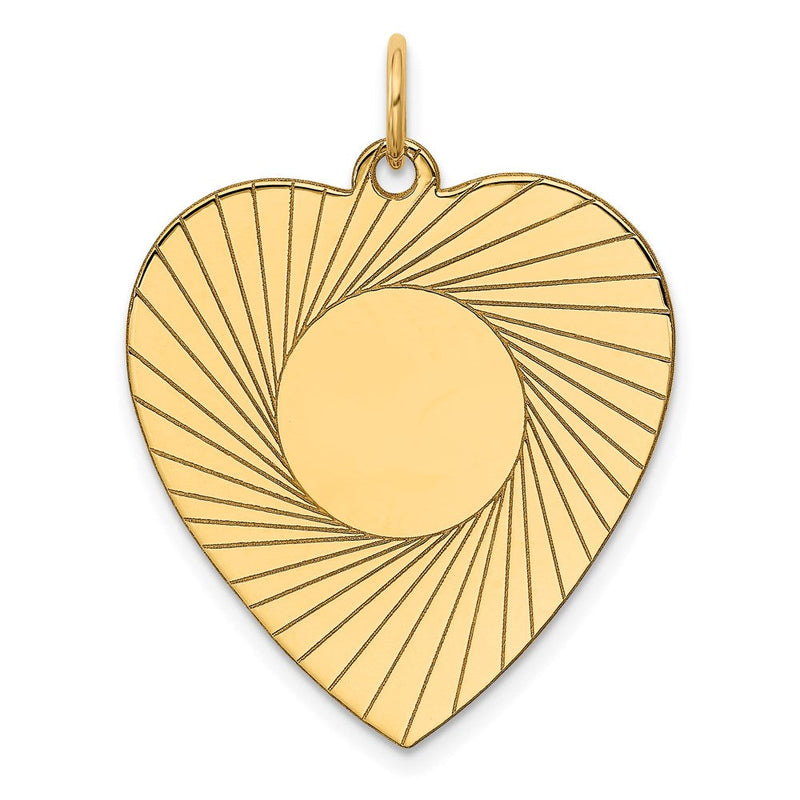 14K Gelbgold 14K Geätzt.018 Stärke Gravierbar Herz Plättchen Charm