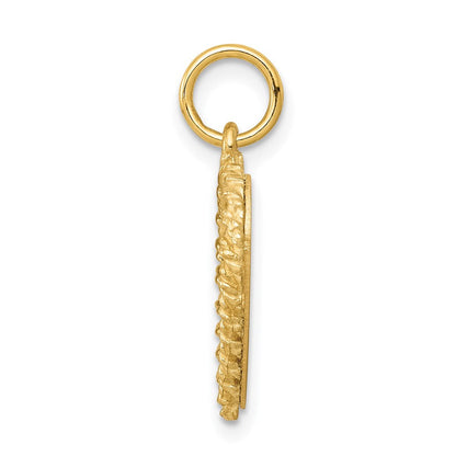 14K Gelbgold 14K Poliert.013 Stärke Gravierbar Herz mit Kordel Plättchen Charm