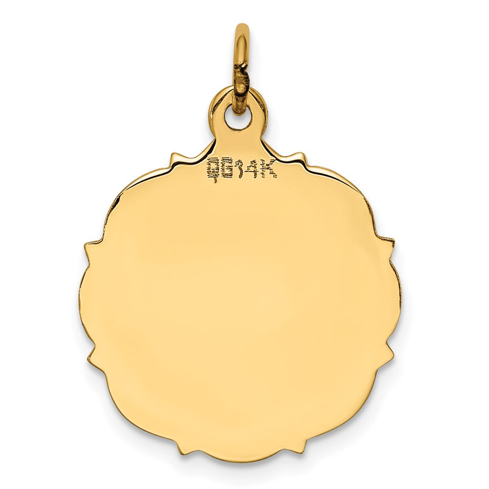 14K Gelbgold Schlicht Gravierbar Plättchen Charm