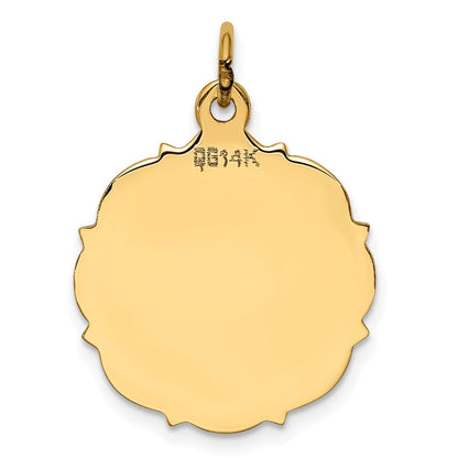 14K Gelbgold Schlicht Gravierbar Plättchen Charm
