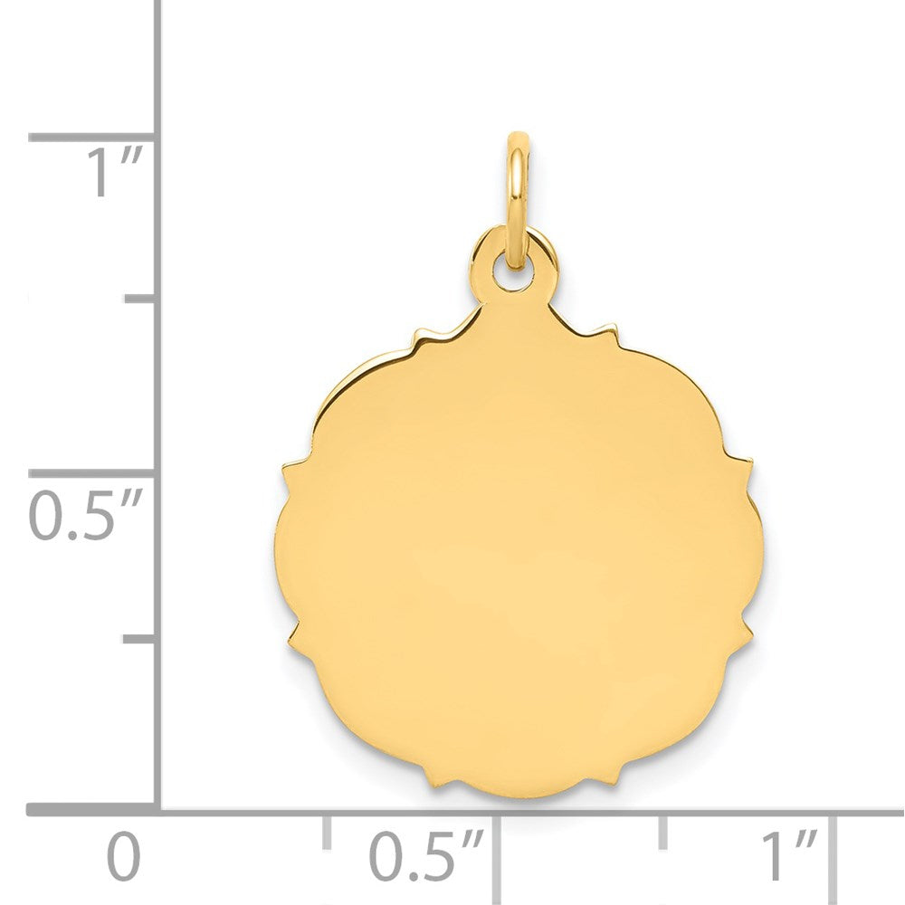 14K Gelbgold Schlicht Gravierbar Plättchen Charm