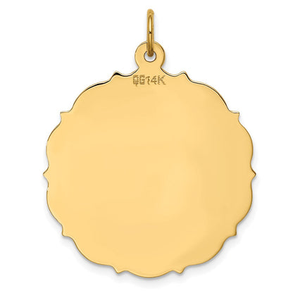 14K Gelbgold Schlicht Gravierbar Plättchen Charm