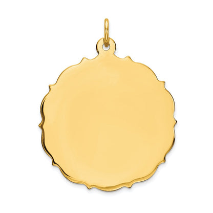 14K Gelbgold Schlicht Gravierbar Plättchen Charm