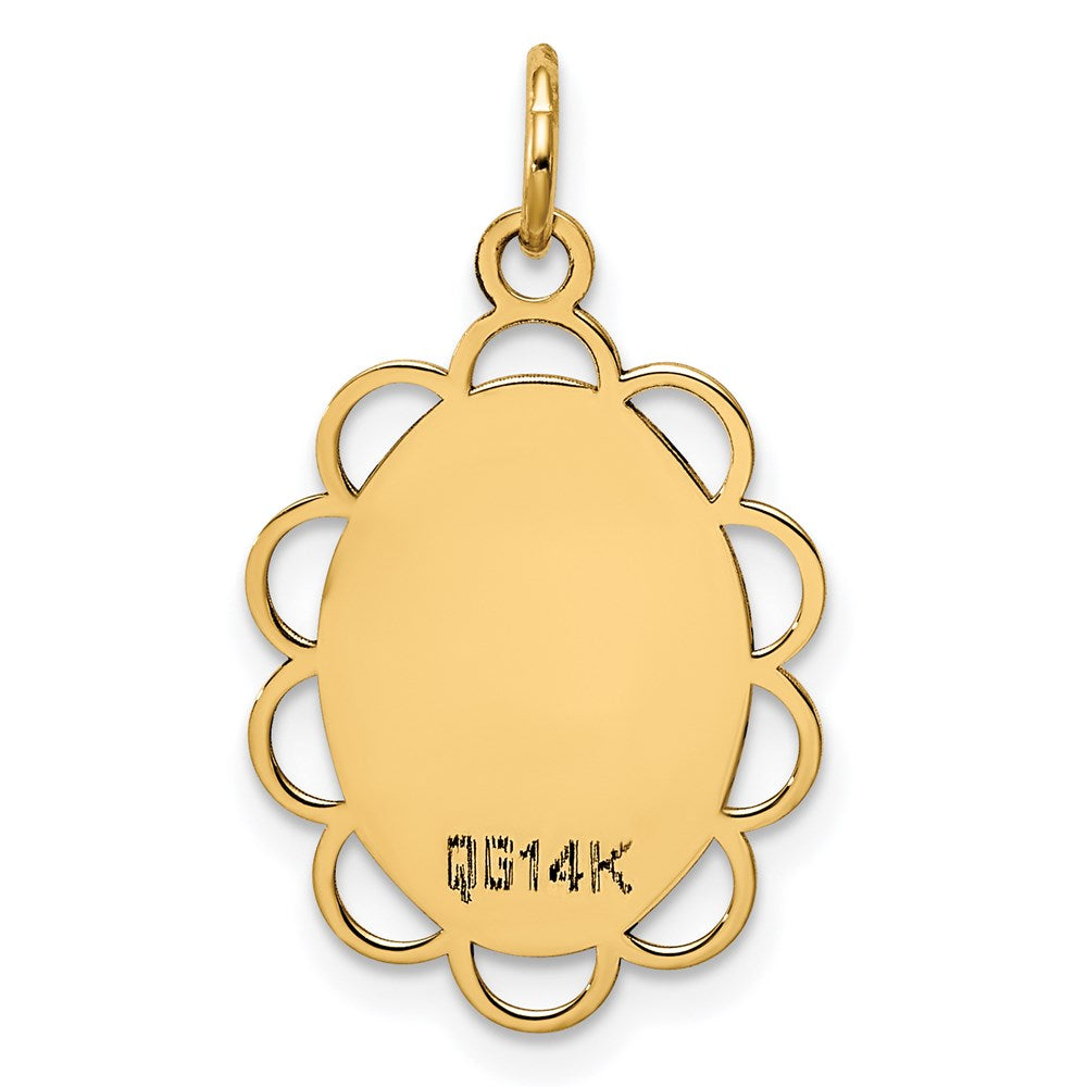 14K Gelbgold 14K Schlicht.013 Stärke Gravierbar Blume Plättchen Charm