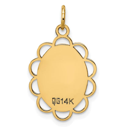 14K Gelbgold 14K Schlicht.013 Stärke Gravierbar Blume Plättchen Charm