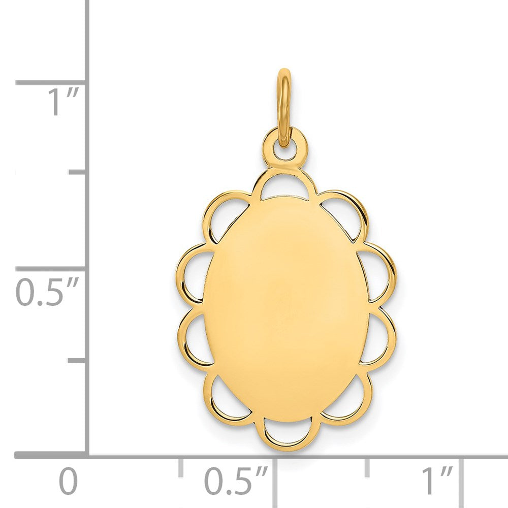 14K Gelbgold 14K Schlicht.013 Stärke Gravierbar Blume Plättchen Charm
