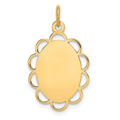 14K Gelbgold 14K Schlicht.013 Stärke Gravierbar Blume Plättchen Charm