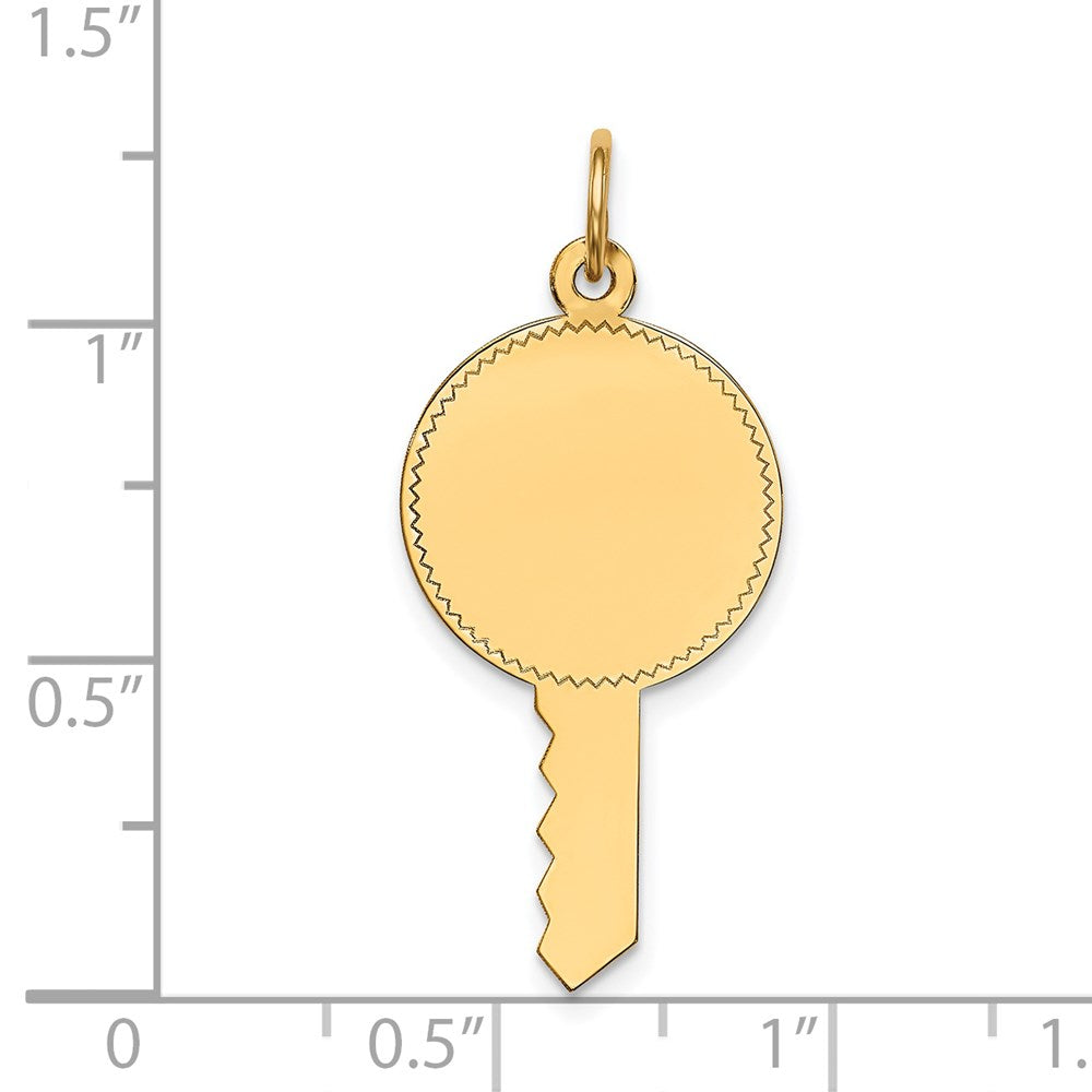 14K Gelbgold 14K Schlicht.011 Stärke Gravierbar Key Charm