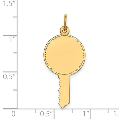 14K Gelbgold 14K Schlicht.011 Stärke Gravierbar Key Charm