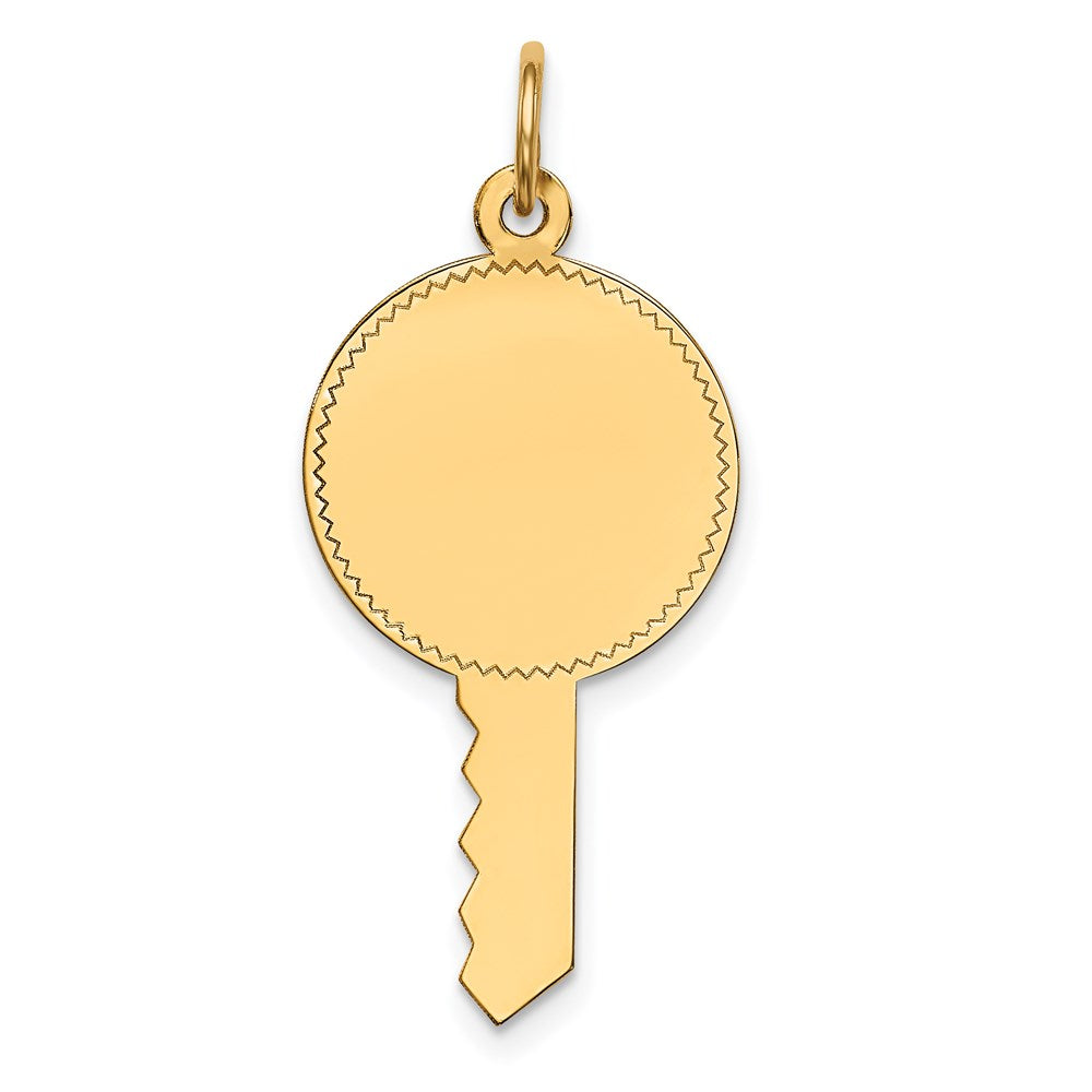 14K Gelbgold 14K Schlicht.011 Stärke Gravierbar Key Charm
