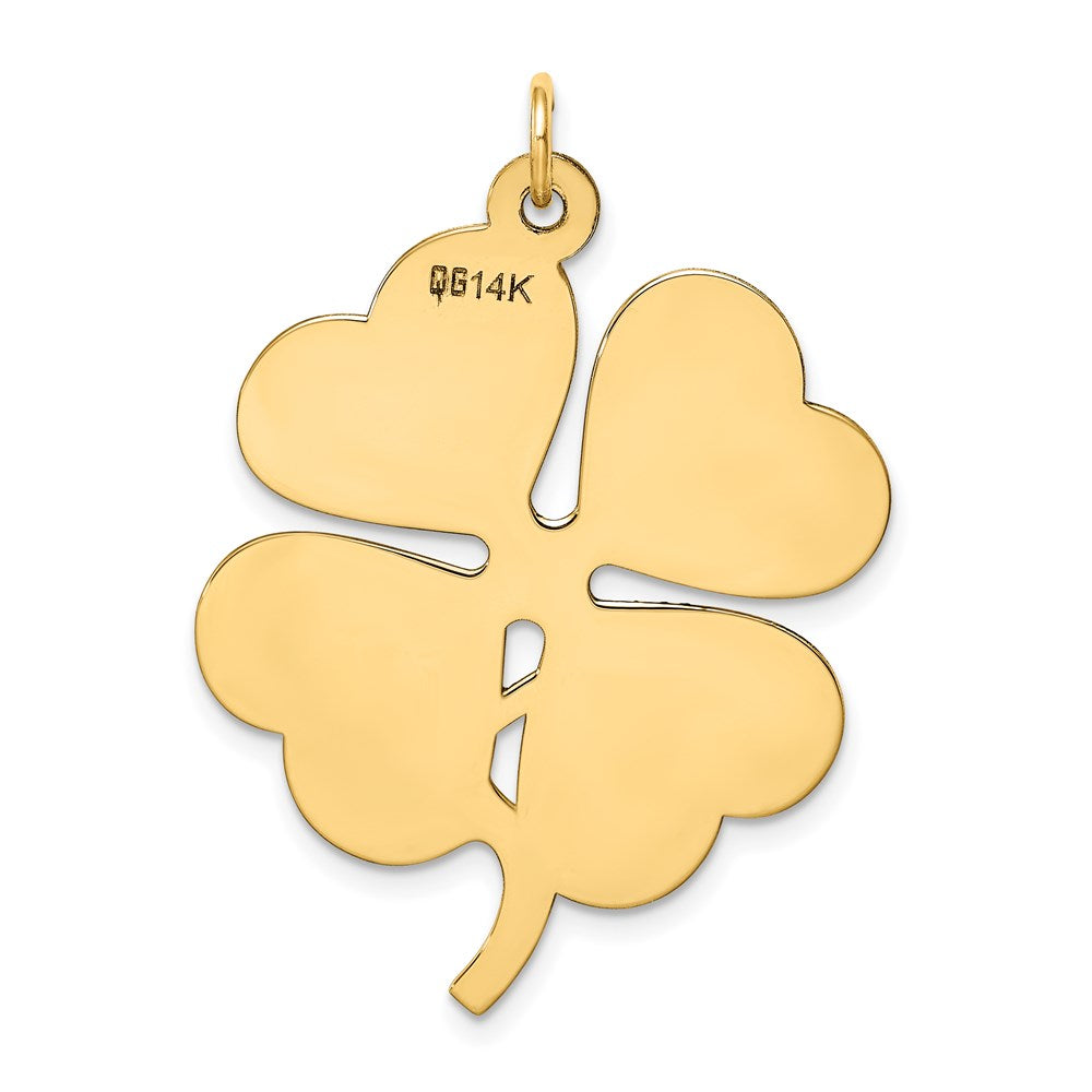 14K Gelbgold 14K Schlicht.018 Stärke Gravierbar Klee Plättchen Charm