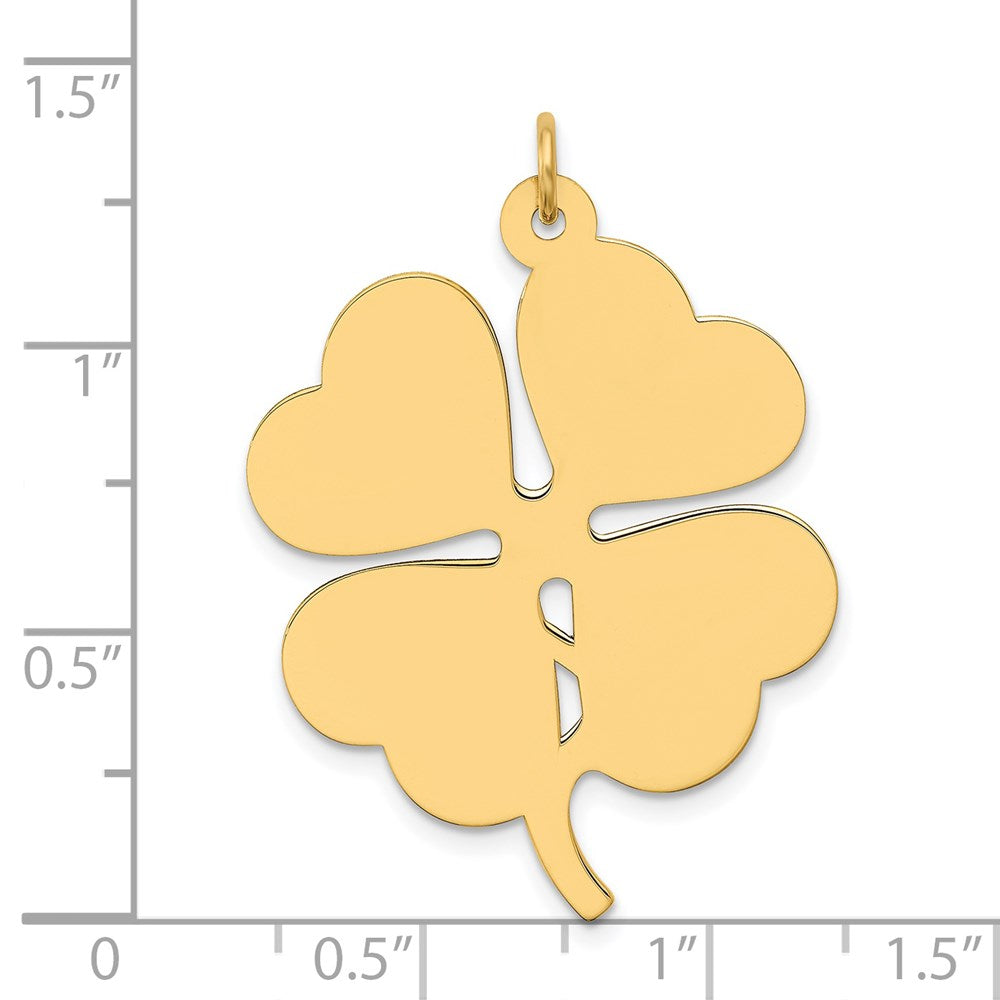14K Gelbgold 14K Schlicht.018 Stärke Gravierbar Klee Plättchen Charm