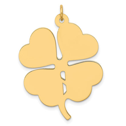 14K Gelbgold 14K Schlicht.018 Stärke Gravierbar Klee Plättchen Charm