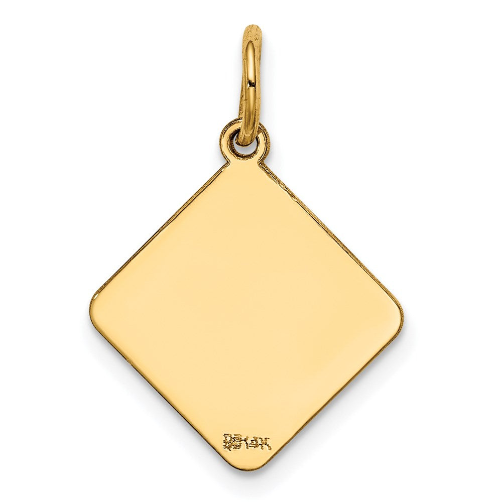 14K Gelbgold 14K Schlicht.018 Stärke Diamant-shaped Gravierbar Plättchen Charm