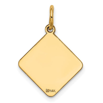 14K Gelbgold 14K Schlicht.018 Stärke Diamant-shaped Gravierbar Plättchen Charm
