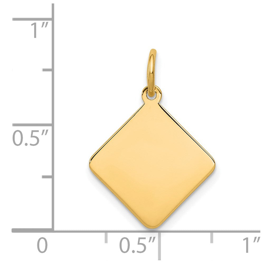 14K Gelbgold 14K Schlicht.018 Stärke Diamant-shaped Gravierbar Plättchen Charm