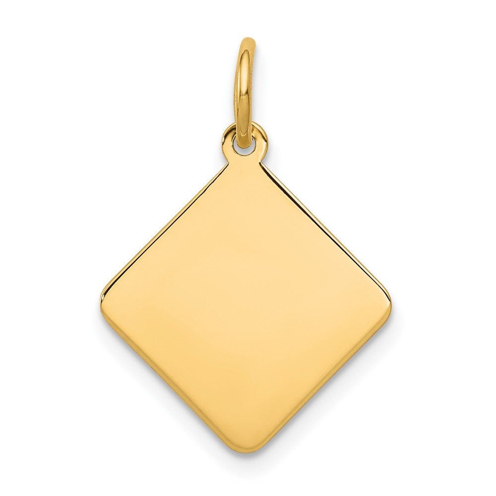 14K Gelbgold 14K Schlicht.018 Stärke Diamant-shaped Gravierbar Plättchen Charm