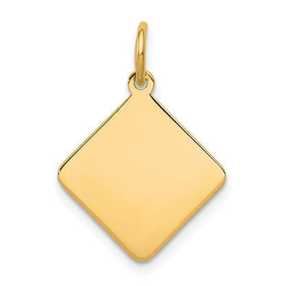 14K Gelbgold 14K Schlicht.018 Stärke Diamant-shaped Gravierbar Plättchen Charm