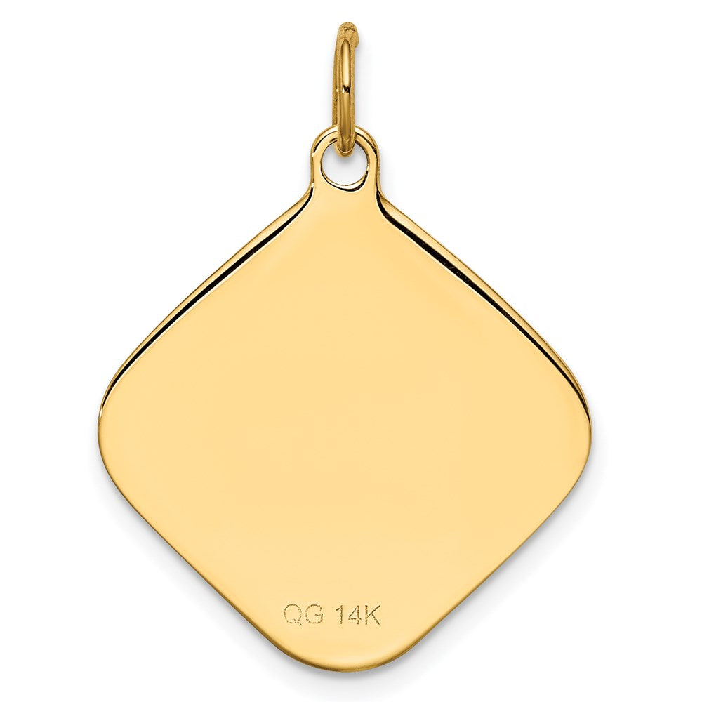 14K Gelbgold 14K Gemustert.018 Stärke Diamant-shaped Gravierbar Plättchen Charm