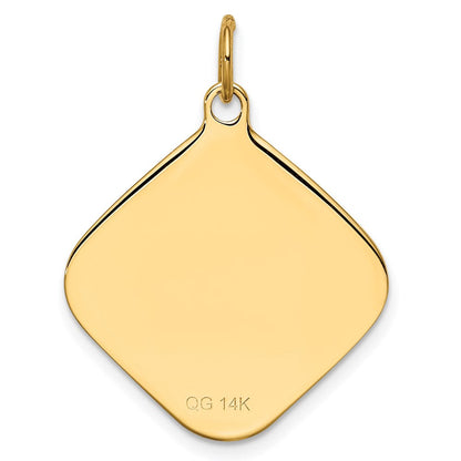 14K Gelbgold 14K Gemustert.018 Stärke Diamant-shaped Gravierbar Plättchen Charm