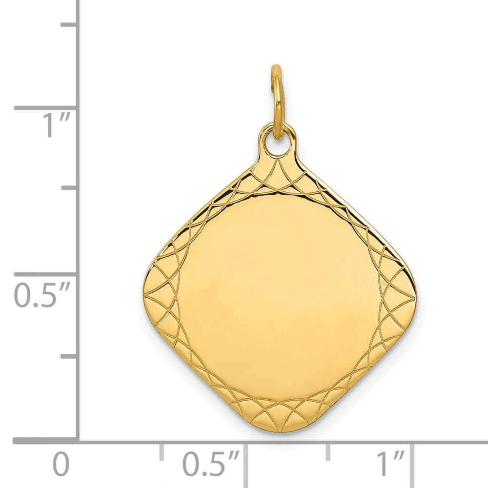 14K Gelbgold 14K Gemustert.018 Stärke Diamant-shaped Gravierbar Plättchen Charm