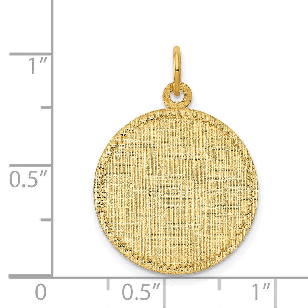 14K Gelbgold 14K Gemustert.013 Stärke Kreisförmig Gravierbar Plättchen Charm
