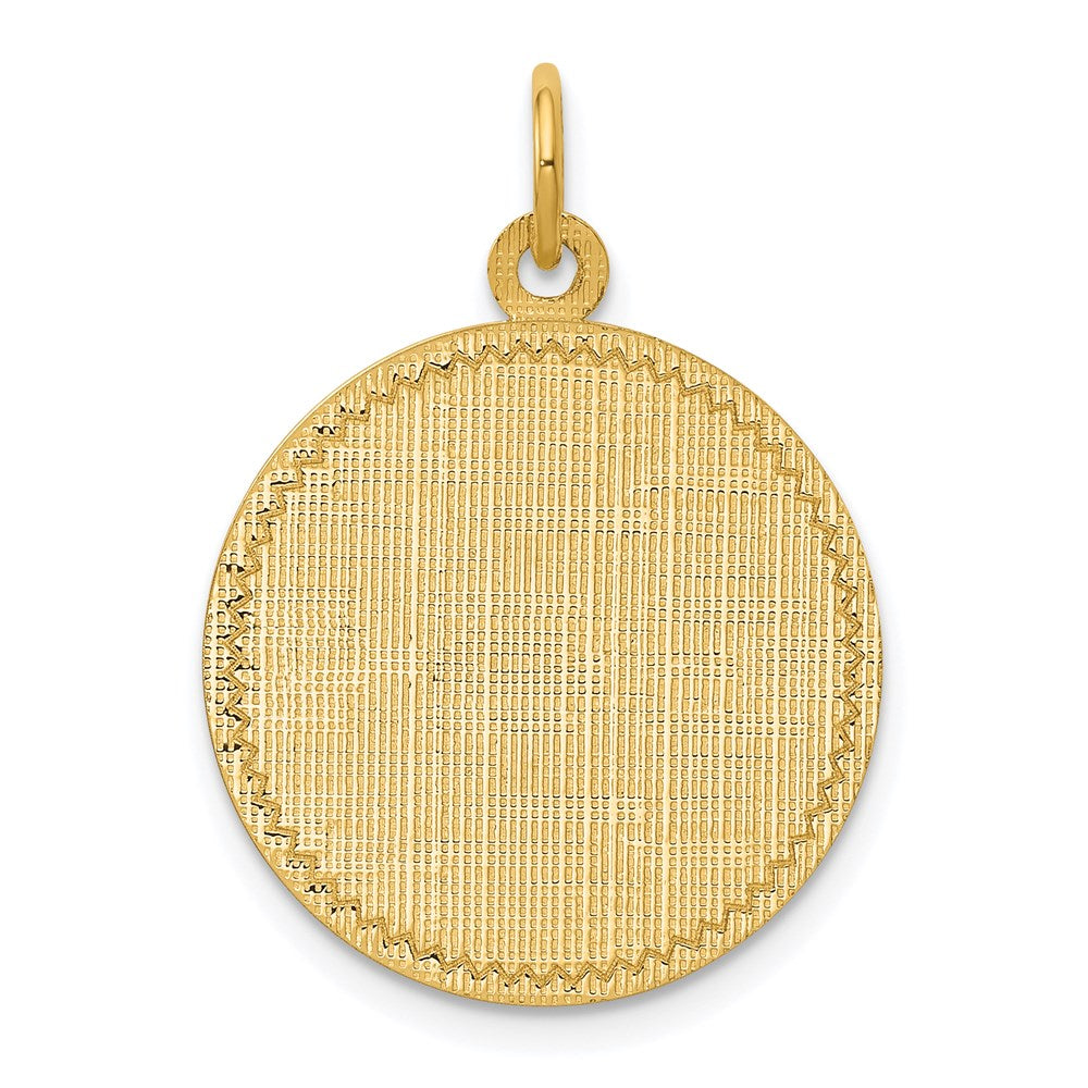 14K Gelbgold 14K Gemustert.013 Stärke Kreisförmig Gravierbar Plättchen Charm