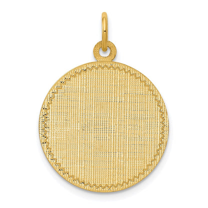 14K Gelbgold 14K Gemustert.013 Stärke Kreisförmig Gravierbar Plättchen Charm